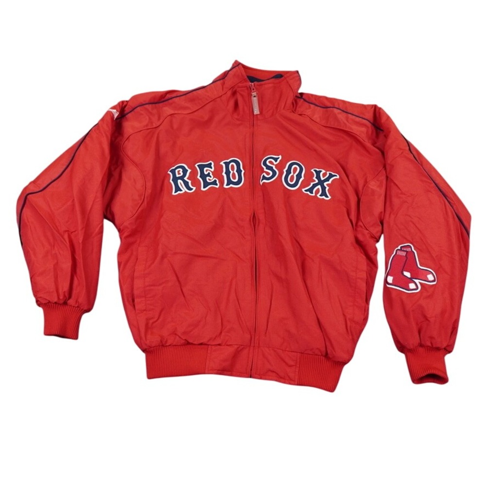Majestic Boston Red Sox Dugout Jacket Mens M Red Fenway Fleece Lined Full Zip